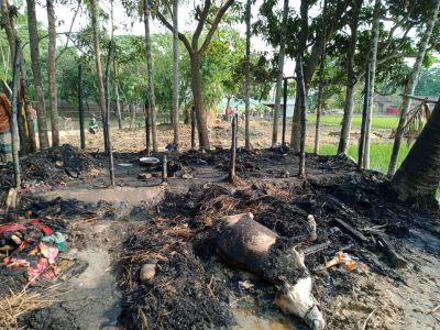 ধোবাউড়ায় বজ্রপাতে গরু ছাগলসহ ঘর পুড়ে ছাইঃ আহত ২