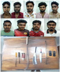 ডাকাতির প্রস্তুতিকালে ডিবির হাতে অস্ত্রসহ  গ্রেফতার ৯ঃ ৭দিনের রিমান্ড চেয়ে আবেদন