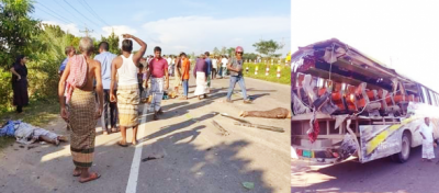 ময়মনসিংহের ত্রিশালে বাসের পিছনে ট্রাকের ধাক্কায় ৬জনের মৃত্যু
