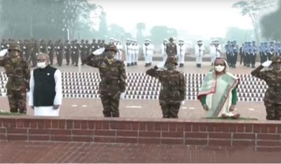 জাতীয় স্মৃতিসৌধে রাষ্ট্রপতি ও প্রধানমন্ত্রীর শ্রদ্ধা