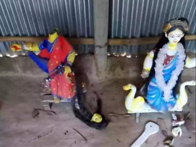 ফুলবাড়ীয়ায় মন্দিরের মূর্তি ভাংচুর