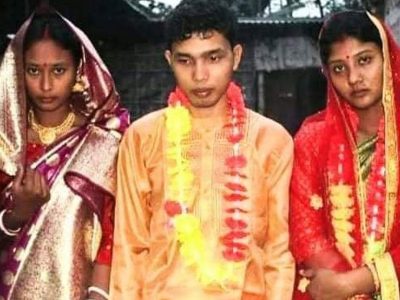 দুই প্রেমিকাকে পাশাপাশি বসিয়ে বিয়ে করলেন এক যুবক