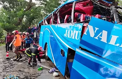 যাত্রীবাহী বাস নিয়ন্ত্রণ হারিয়ে গাছের সঙ্গে ধাক্কা লেগে নারী-শিশুসহ নিহত ১১