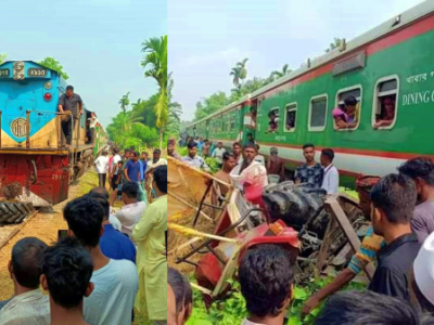 ময়মনসিংহে ব্রহ্মপুত্র এক্সপ্রেস ট্রেন -ট্রাক্টর সংঘর্ষ