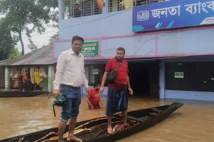 সিলেটে পূনরায় বন্যা পরিস্থিতি অবনতিঃ টিএমএসএসের ডোমেইন প্রধানের দূর্গত এলাকা পরিদর্শন