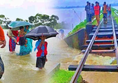 বন্যায় রেল সেতু ভেঙ্গে শ্যামগঞ্জ-মোহনগঞ্জ রেল যোগাযোগ বন্ধ