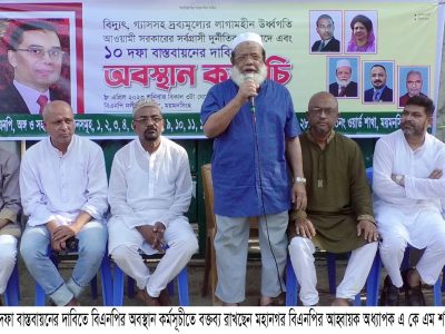 ময়মনসিংহ মহানগরীর চারটি স্থানে বিএনপির অবস্থান কর্মসূচী পালিত