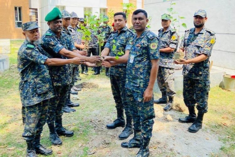 রাজশাহীতে আনসার ব্যাটালিয়ানে সৌন্দর্য বৃদ্ধিকরণে বৃক্ষ রোপণ