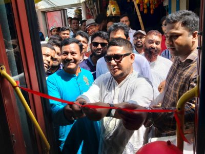 হালুয়াঘাট-ময়মনসিংহ রুটে বিআরটিসি বাস সার্ভিস উদ্বোধন  করলেন– জুয়েল আরেং এমপি