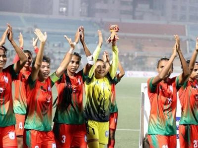 সিঙ্গাপুরকে ৮-০ গোলে হারিয়ে বাংলাদেশ নারী ফুটবলদলের বড় জয়ঃ তহুরার জোড়া গোল