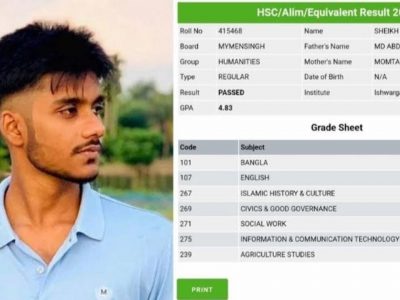 বৈষম‍্যবিরোধী আন্দোলনে শহীদ শেখ শাহরিয়ার জিপিএ-৪.৮৩ পেয়ে এইচএসসি পরীক্ষায় উত্তীর্ণ