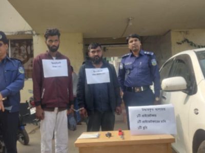 রাস্তা আটকিয়ে প্রাইভেটকার ছিনতাইয়ের ২ ঘন্টাপর উদ্ধার, আটক ২