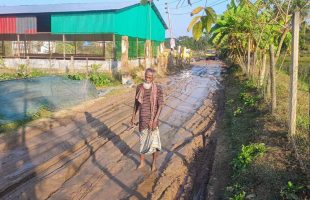ত্রিশালে অলহরী ঘাটপাড় টু জয়দা রাস্তার বেহাল দশা  চরম  জনদুর্ভোগঃ সংস্কারের দাবিতে মানববন্ধন