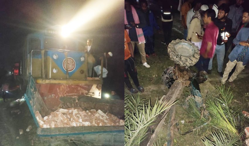 ময়মনসিংহ নগরীর অরক্ষিত রেলক্রসিংয়ে ট্রেন-ট্রাক্টরের সংঘর্ষঃ আধাঘণ্টা ট্রেন চলাচল বন্ধ